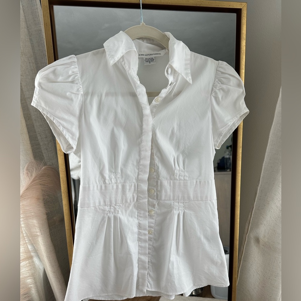 Diane Von Furstenberg white button down blouse